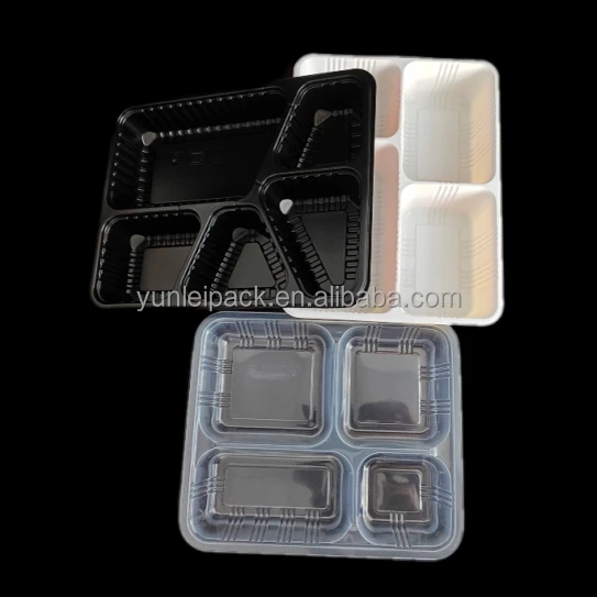 Custom Plastic 5 Compartment Microwavable Take Out Lunch Box Meal Prep ...