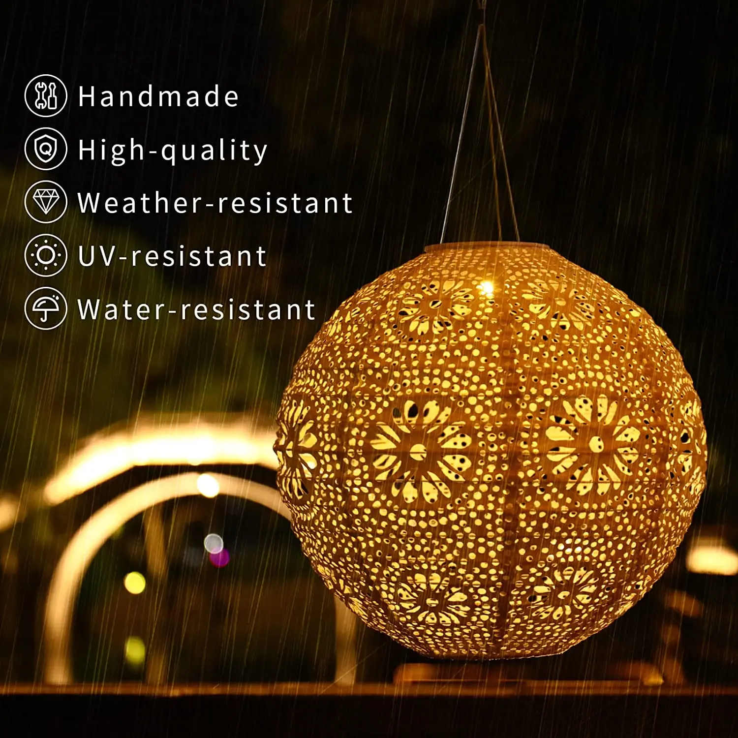 New Design Hollow Out Paper Lanterns Round Led Paper Lantern Waterproof
