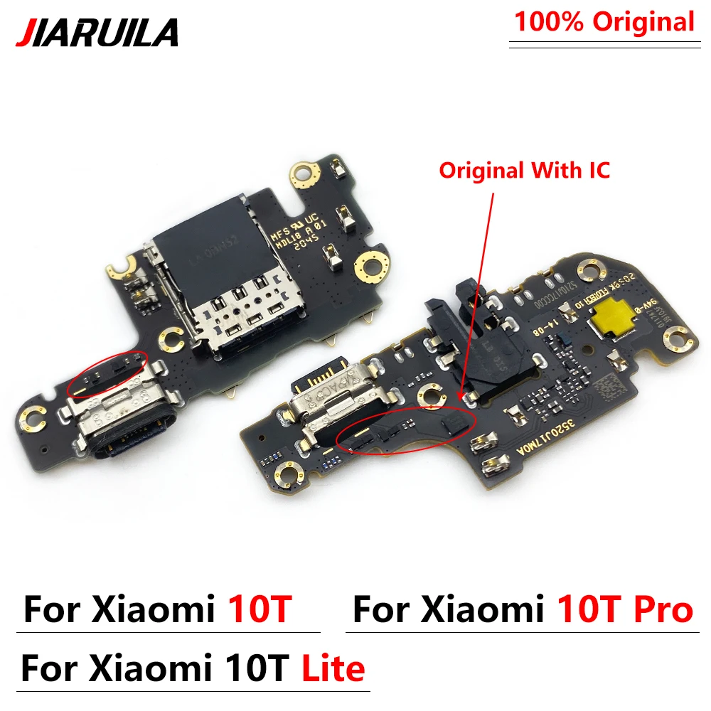 Papan konektor Port pengisian daya USB asli, Kabel Flex ponsel Xiaomi Mi  10T Pro Mi 10T Lite