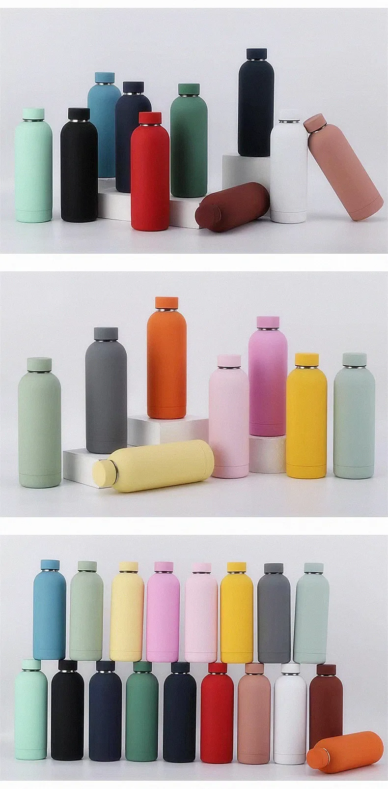 HOT 500/750/1000ml  Rubber soft touch Drinking Tumbler Double wall Insulated Stainless Steel 304 sports  Water Bottle