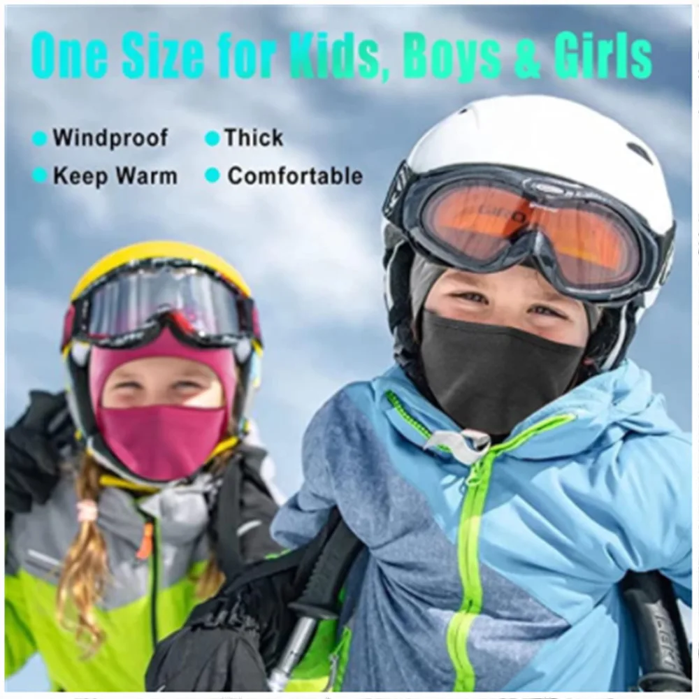 TRIWONDER Pasamontañas Sombrero Máscara de esquí Clima Frío Mascarilla Cuello Calentador de Nariz de Invierno para Niños 