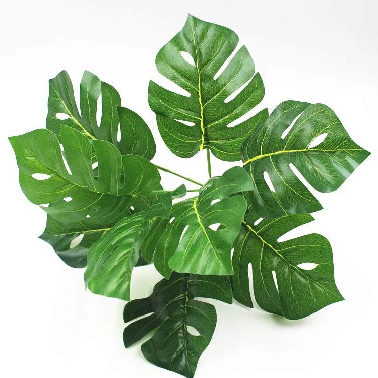 N-0032 Knstliche Tropische Groe Palme mit 7 Kpfen,  Monstera-Pflanzenbltter, Ranken