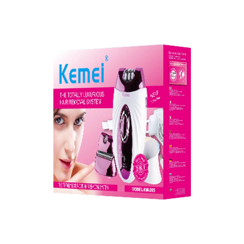 Эпилятор Kemei KM-205 Электрический для гладкого удаления волос для женщин, Многофункциональная Беспроводная Бритва для тела, лица, триммер
