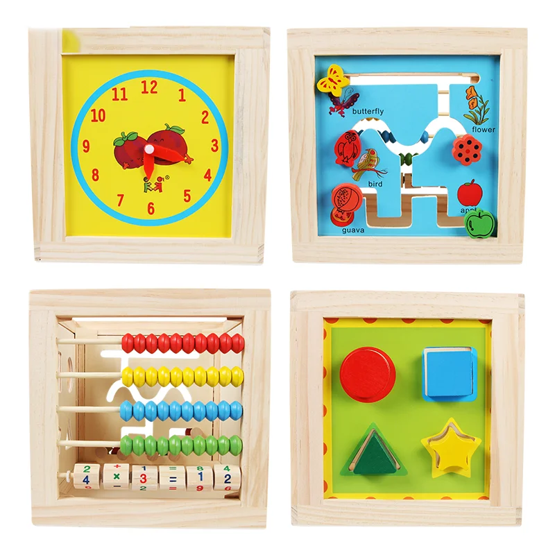 Hot Sale High Quality Solid Wood Beaded Intelligence Box 1:8 Scale Sports Theme Building Blocks