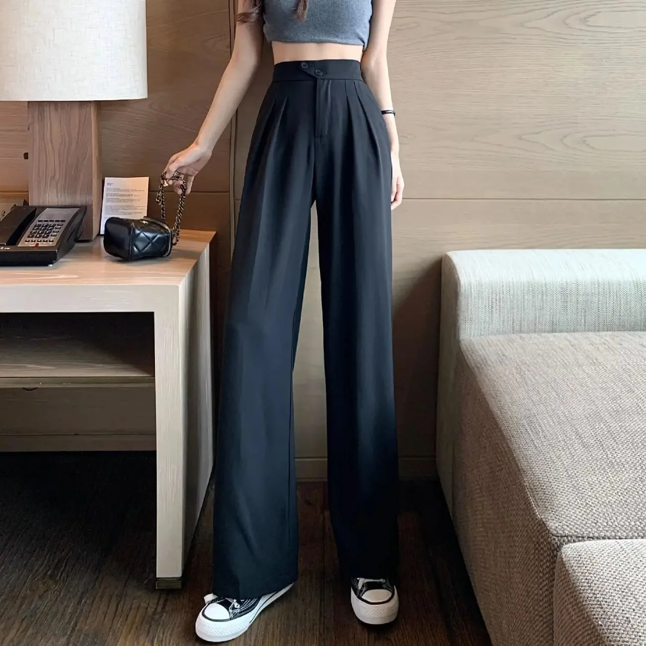 Women Suit Pants Wide Leg Trousers Spring Summer Fashionable Women's ...