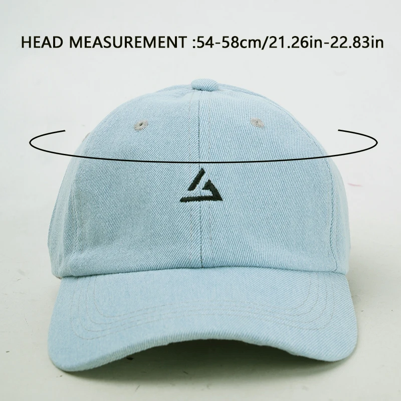 Lucky Triangle Logo Embroidery Denim Blue Sun Hats for All
