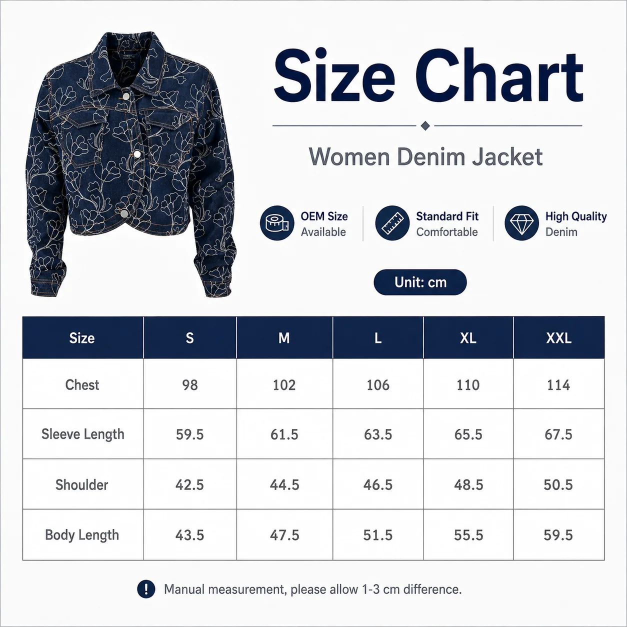 Custom Top Quality Luxury Laser Printing 100% Cotton Jean Denim Jacket
