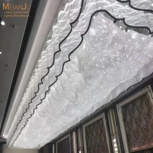 New Design Luxury Crystal Chandelier Custom Extra Large Flower Shaped Glass Chandelier for Banquet Hall Lobby