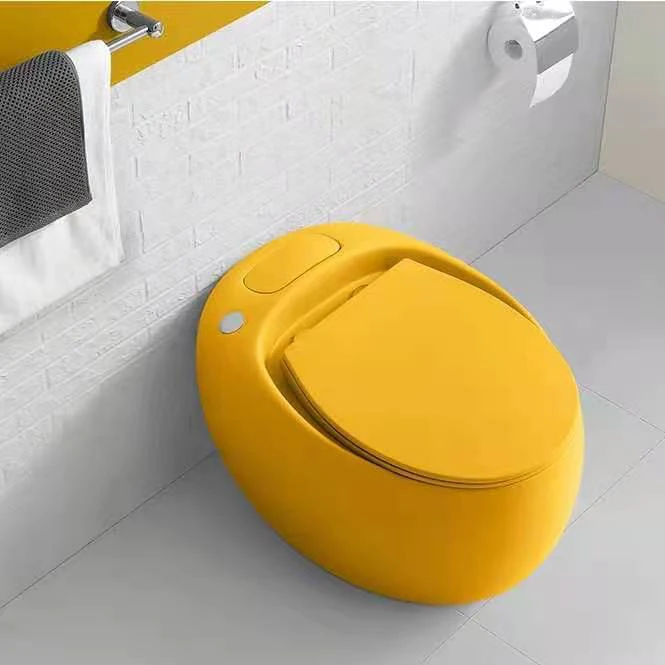 CLASIKAL egg design  red yellow black purple white blue pink color bathroom foot control ceramic one piece  WC toilet bowl