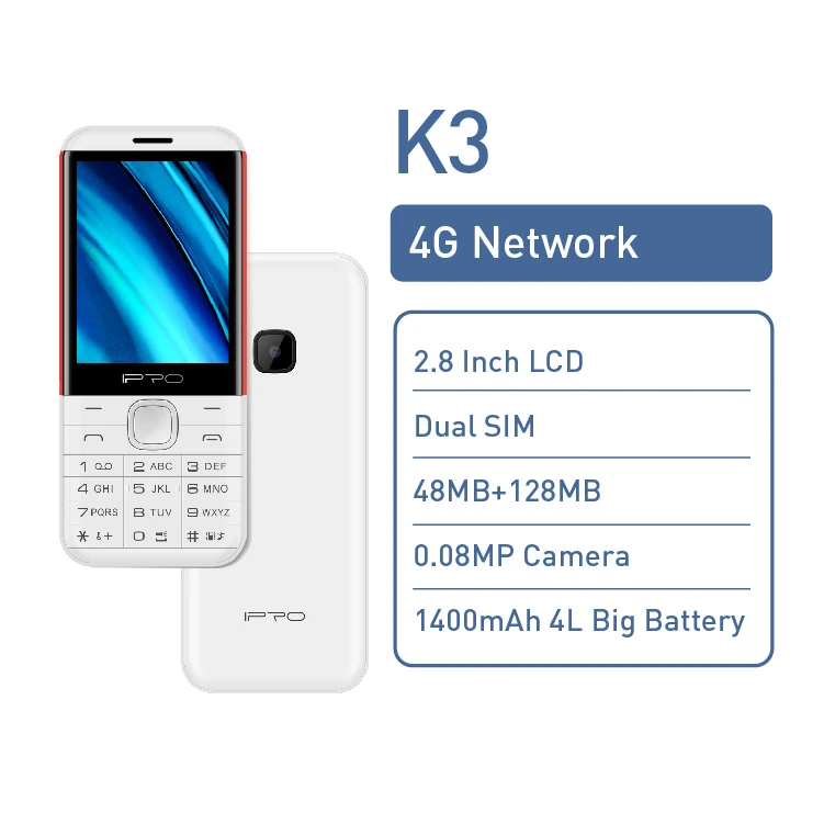 IPRO 2.8 Inch 4G Keypad Mobile Phone for Nokia Style Feature Phone with Big Screen Spanish Operating Language