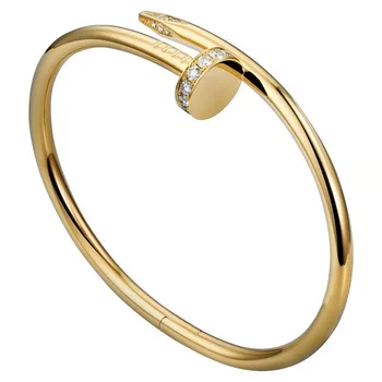 Amazon Hot Sale Fashion Luxury Brand Women Bangle Bracelet Stainless Steel 18K Gold Nail Bracelets