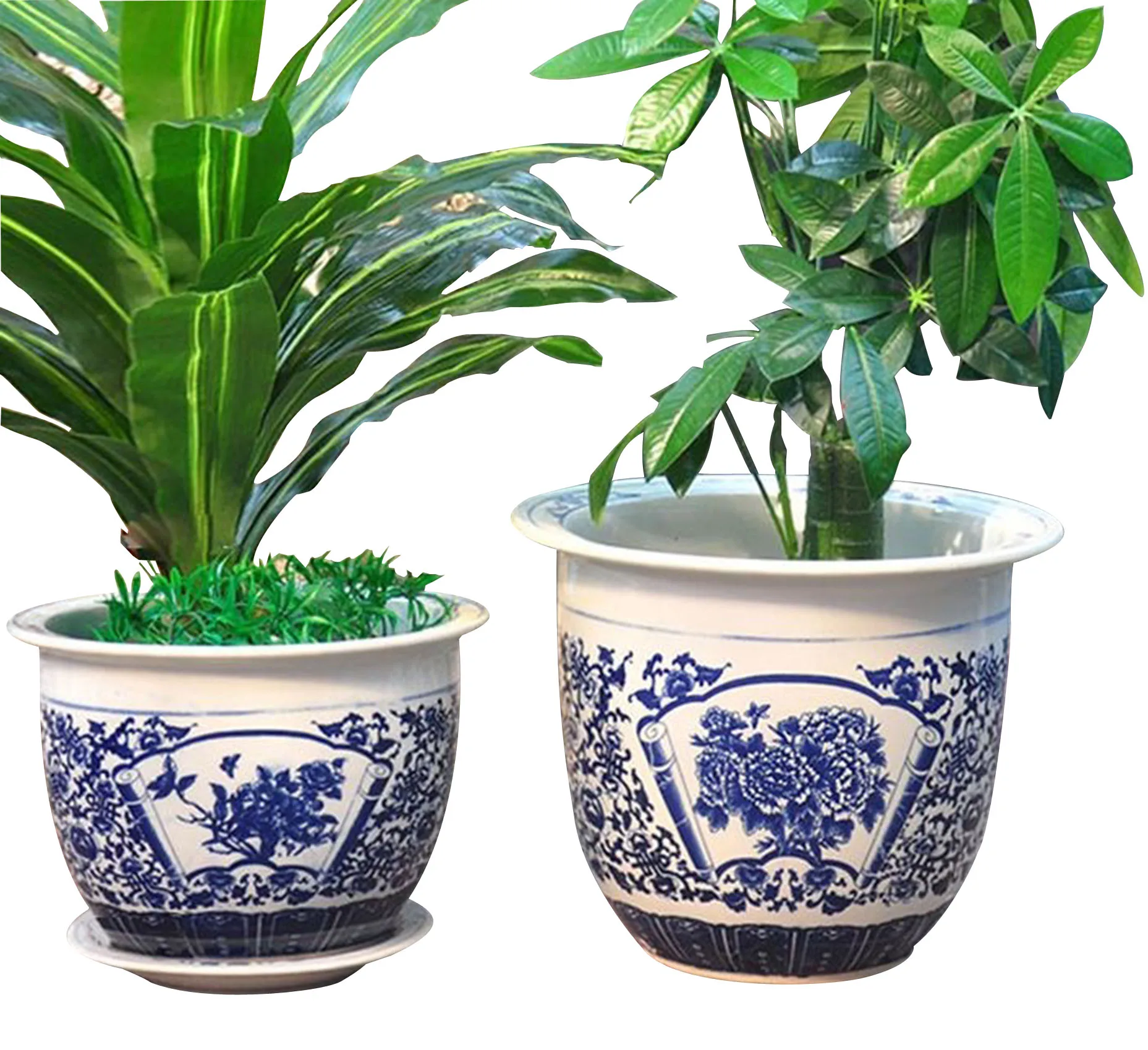Cheap Price Chinese Home Decor Blue and White Planters Ceramic Flower Pots Chinese Retro Style Tabletop Ceramic Flowerpot