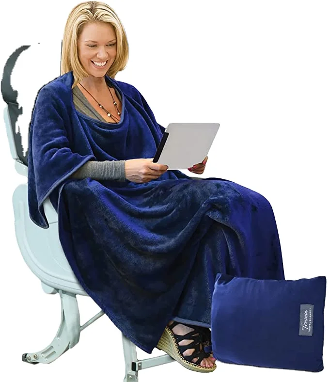 Airplane Poncho 4 In 1 Premium Cozy Fleece Portable Poncho Blankets