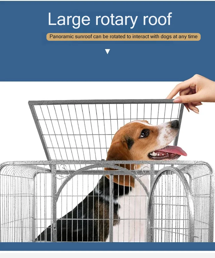 Sloping Metal Folding Dog Crate Pet Cage With Metal Tray Squarre Tube