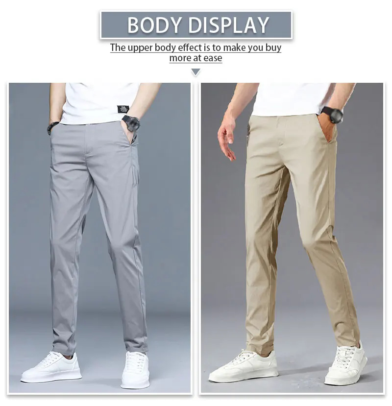 Custom Logo Golf Pants Mens Khaki Breathable Chino Trousers Stretch ...
