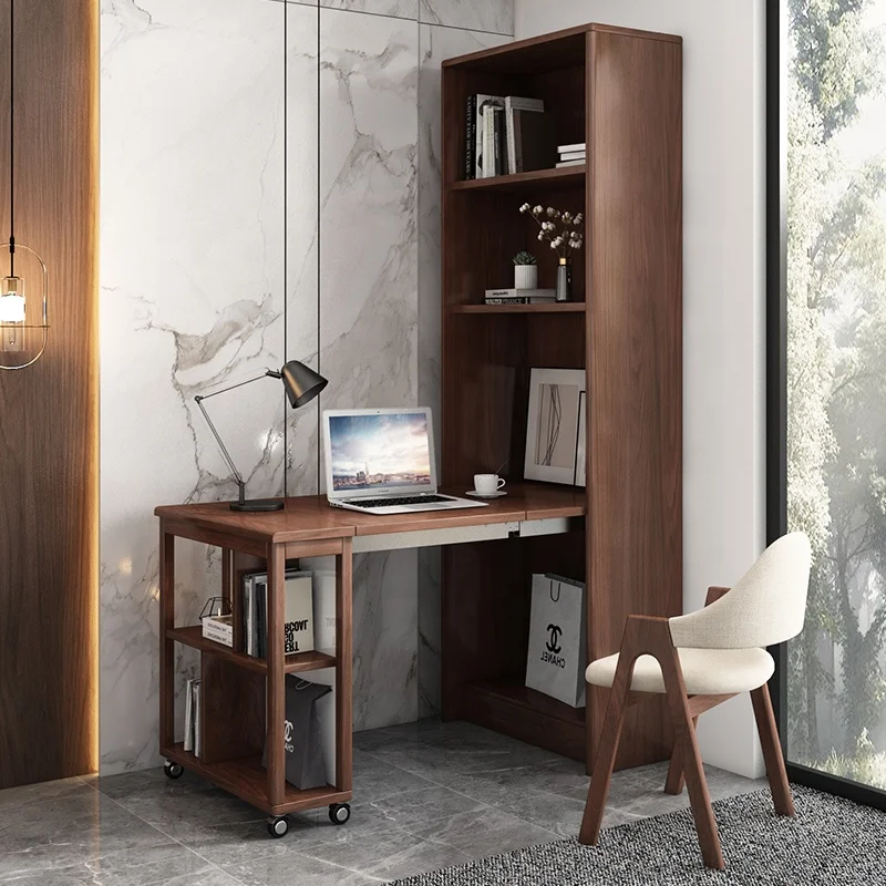 eSituro Bureau met 2 boekenkasten, computertafel, wit met opbergruimte, bureautafel, pc-tafel voor slaapkamer, werkkamer, minimalistisch design, 110 x 55 cm