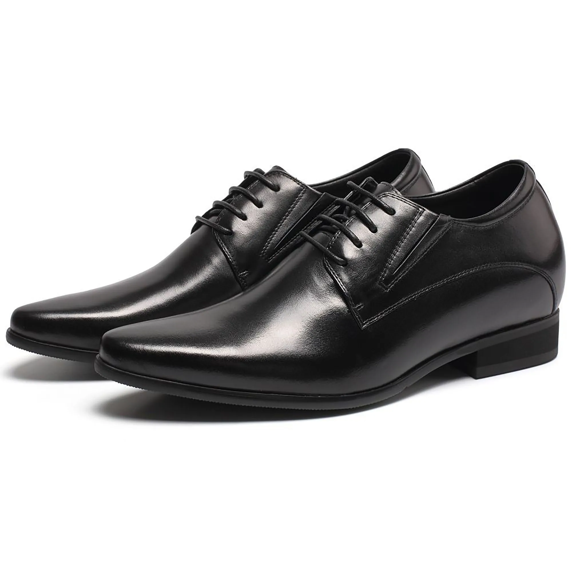 Height Increasing Dress Shoes High Heel Men Dress Shoes Black Leather Derby Elevator Shoes 8cm 3.15 Inches