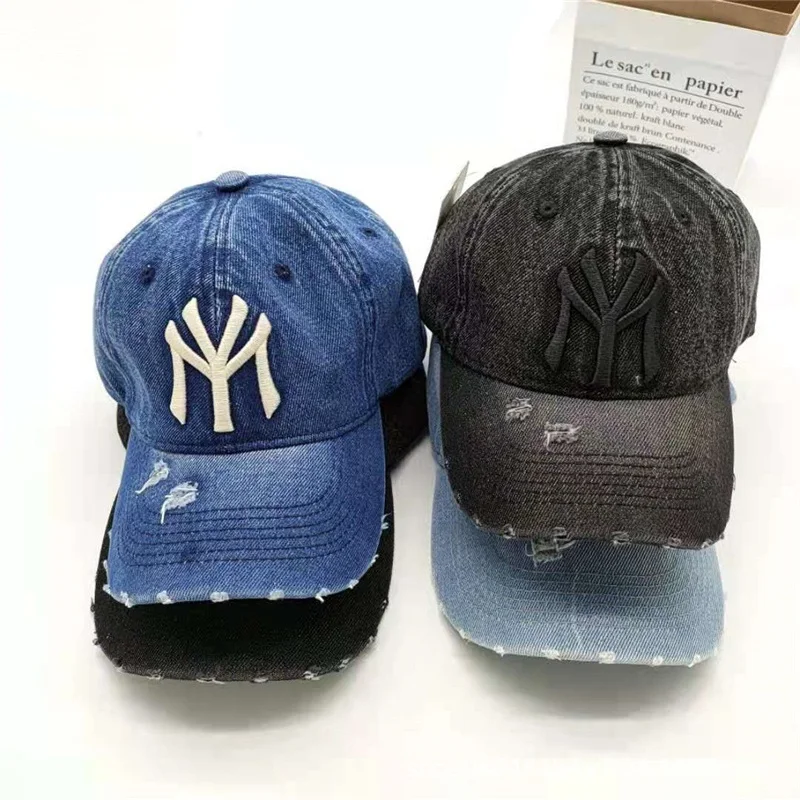 New York Embroidery Baseball Vintage Distressed Washed Cotton Dad Hat  Breathable Sports Hat - Temu Australia