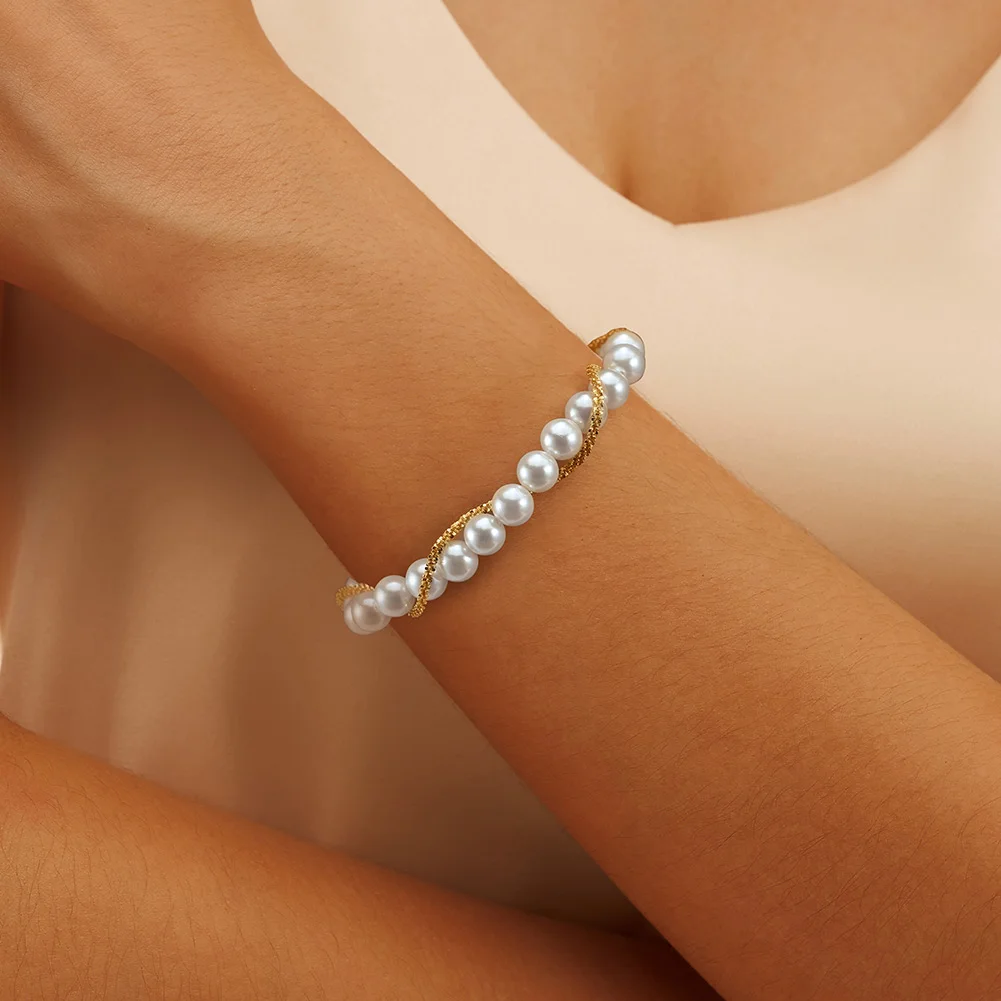 BPSB04 Strand Shell Pearl Bracelet Double-layer Wrapped