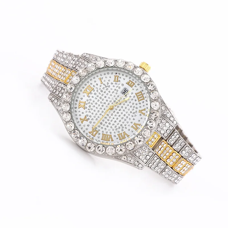 Wholesale  Hip Hop Luxury Watch Bling Iced Out Full Diamond Quart Watches for Men and Women ACCESSORIES
