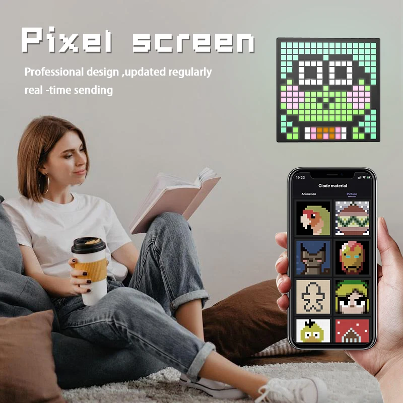 16x16 App Control Diy Animations Patterns Text Digital Clock Photo Frame Programmable Smart Screen Matrix Led Art Pixel Display