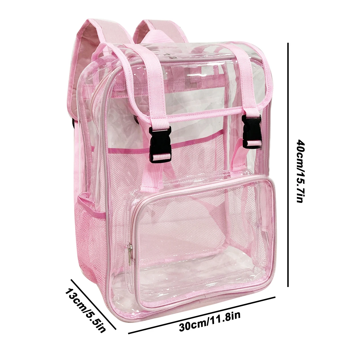 Customized logo pvc material high quality pink colorful school backpack transparent clear pvc backpack for men women kids