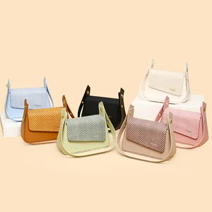 2026 Korean Fashion Women's Cross-Body Shoulder Bag Cross-Border Niche Color-Block Handheld Box Versatile Hard Zip Polyester