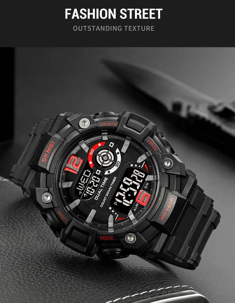 SKMEI 2018 sports new style mens digital watch creative Silicone band water proof Chronograph character student watch design