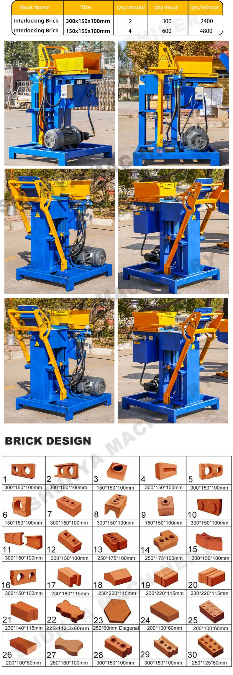 Inter Lock Forming Machine Simple Operation Hydraulic Clay Interlocking Brick Making SY2-25 Clay ...
