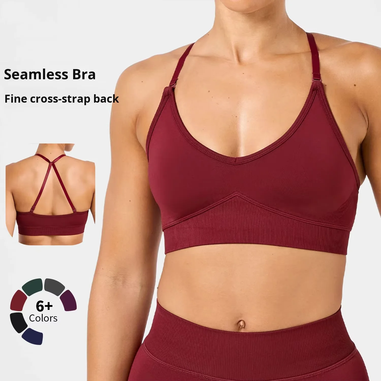 Breathable Double Strap Seamless Yoga Bra High-intensity Quick-drying Sports Top Outdoor