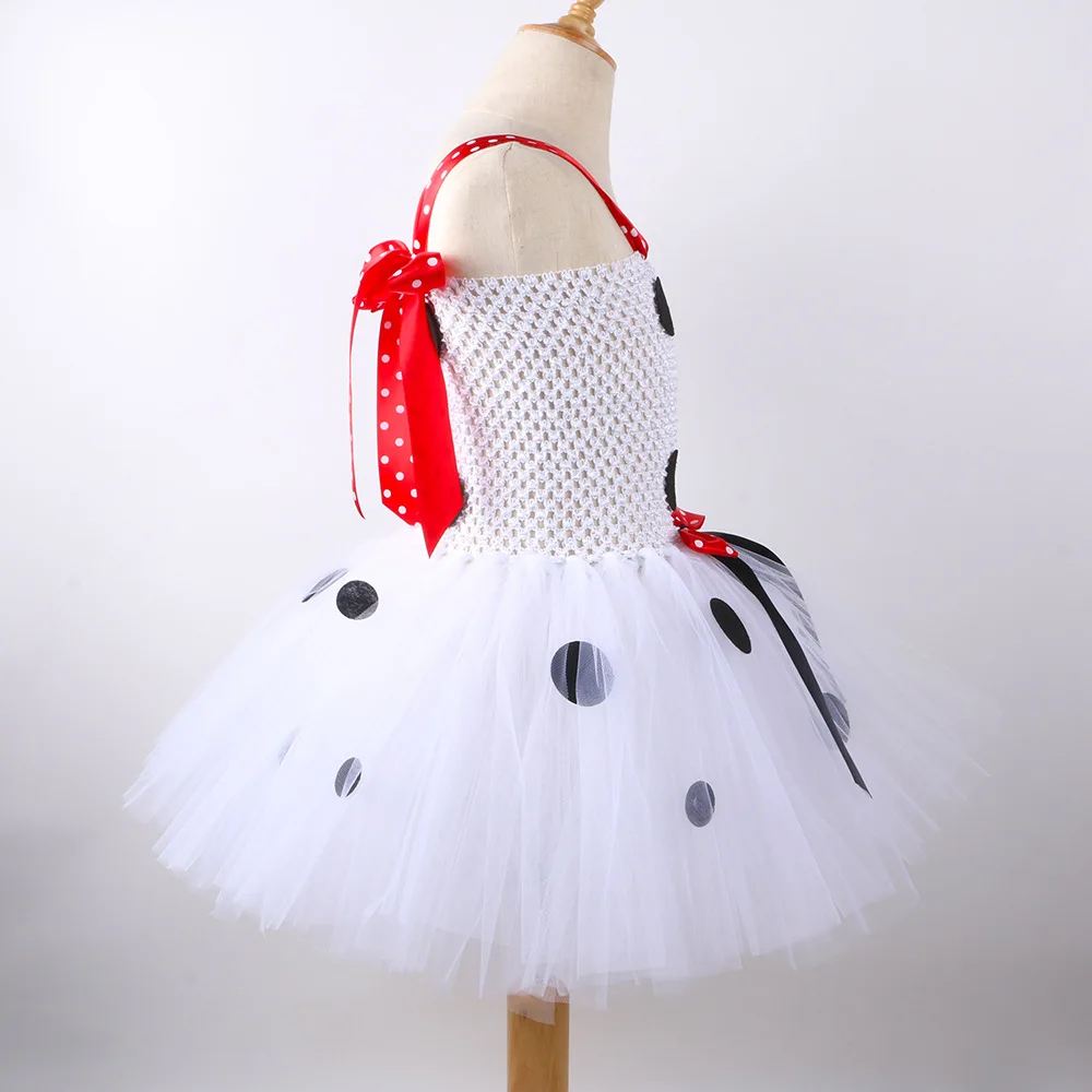 Costume da Cane Dalmata o Mucca da Latte per Bambine con Tutù, Orecchie, Fascia e Coda per Halloween, Cosplay e Compleanno