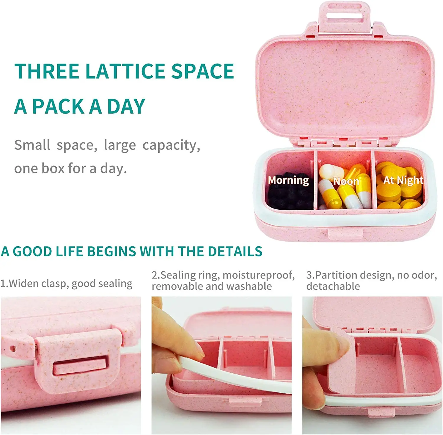 Metal Moisture Proof Weekly Pill Organizer, Stackable Aluminum Alloy BPA Free Travel Hiking 7 Day Pill Box