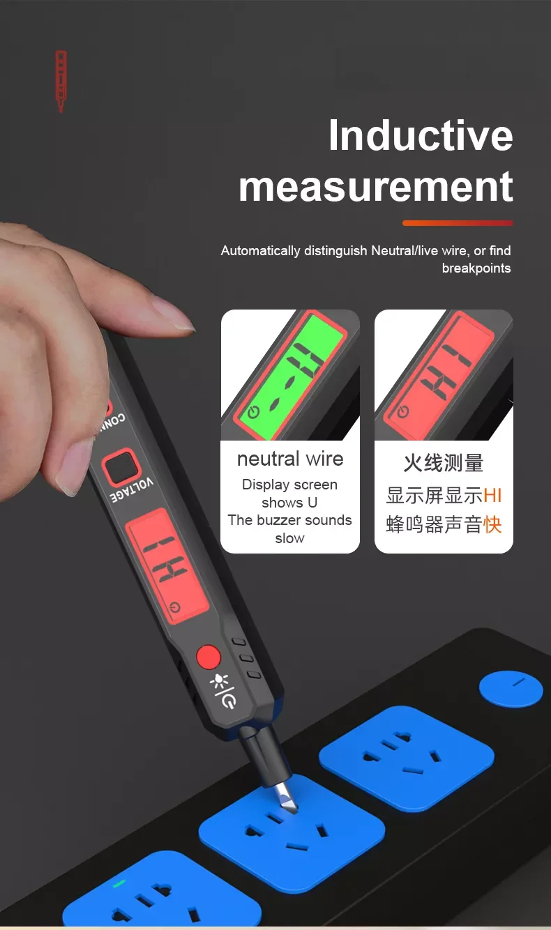 LCD Display AC Voltmeter Voltage Tester LCD Display Flash Light AC Voltage Detector