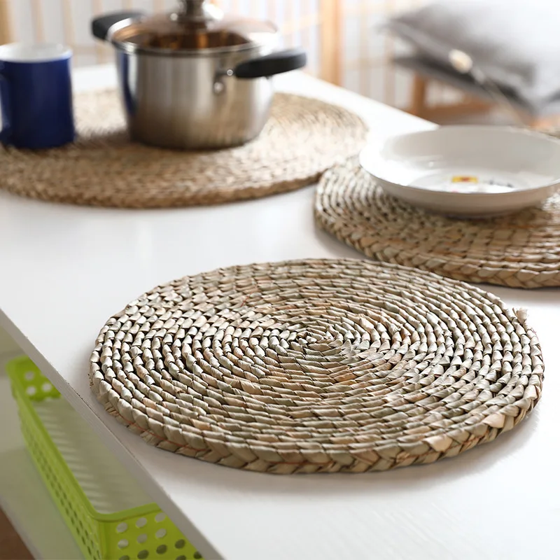 Wholesale Handmade Cattail Grass Woven Placemats Round Pads Place Mats ...