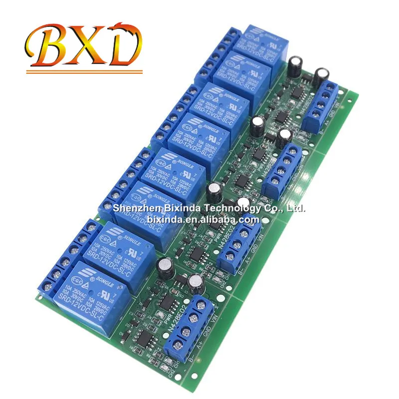 2ch 12VDC RS485 Modbus RTU Relay PC UART Serial Port Switch for Motor PLC Camera Industrial Control System N428E02