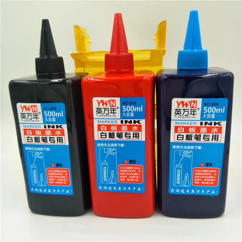 Распродажа бутылка 500 мл заправляемые чернила для заправки чернил маркер белой доски черный красный синий 3 вида цветов школьные офисные принадлежности