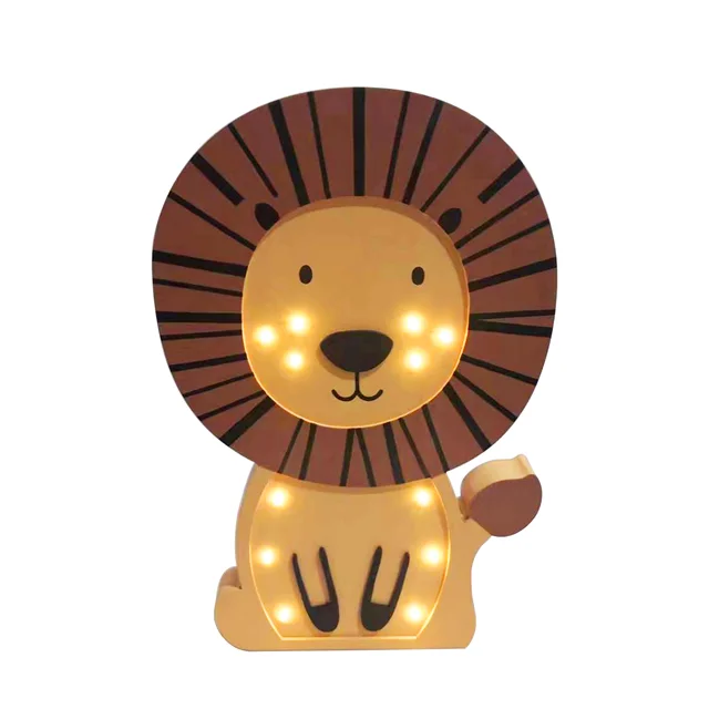 High quality LED wooden nightlight Sleeping and relaxing table lamp for children's party decoration cute lion