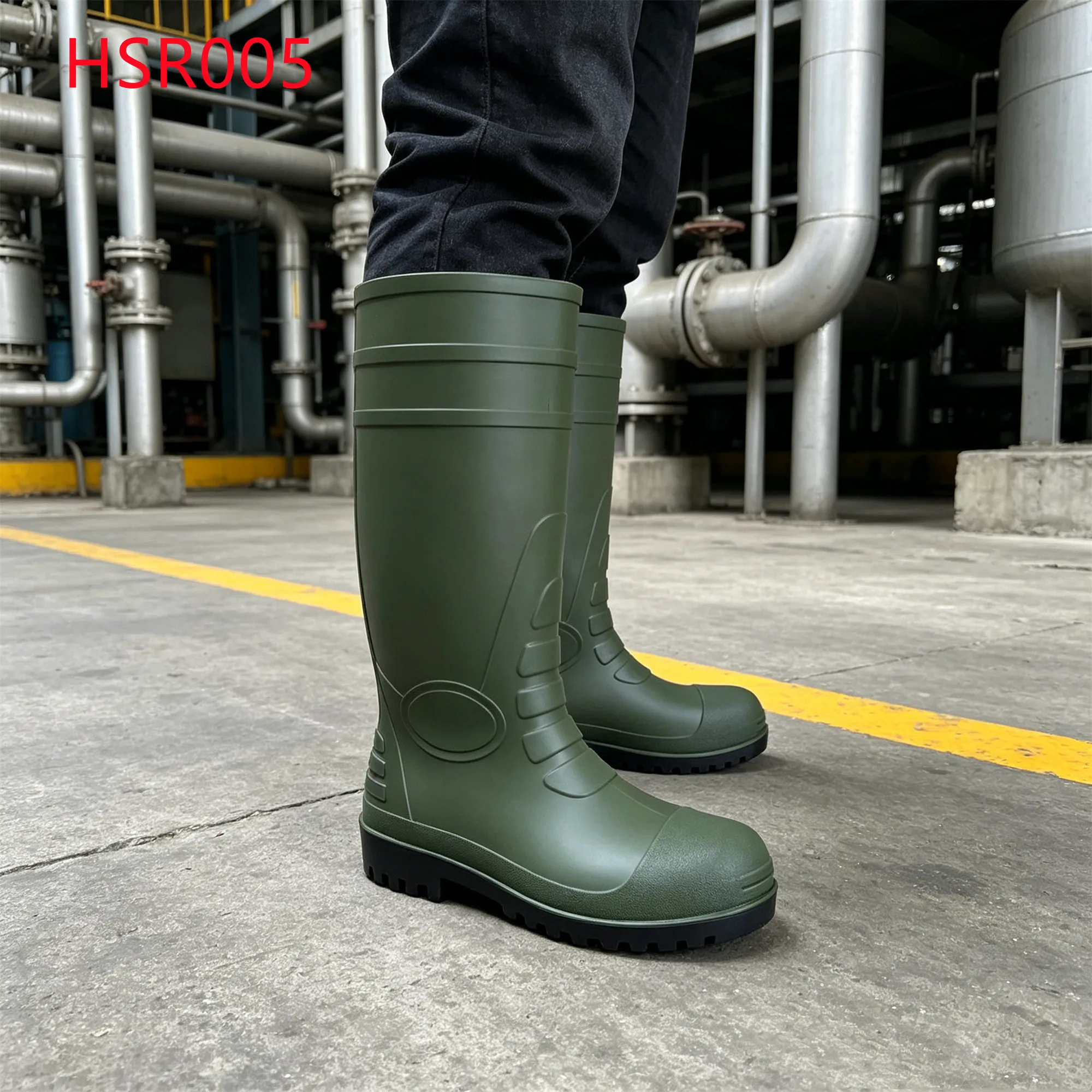 LXG,Poultry Farming Food-grade PVC/rubber Safety Gumboots Muddy Ground Ready Fully sealed Seams SRC Work Rain Boots HSR005