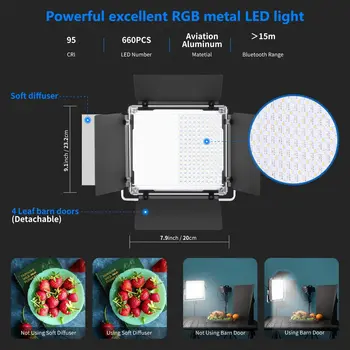 Neewer 2 or 3 Packs 660 RGB LED Light With APP Control, Photography Video Lighting Kit With Stands and Bag, 660 SMD LEDs CRI95 detail image