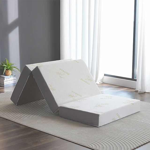 Customized Foldable Bamboo charcoal Memory Foam Folding Mattress adult tri fold guest mattress topper Japanese futon