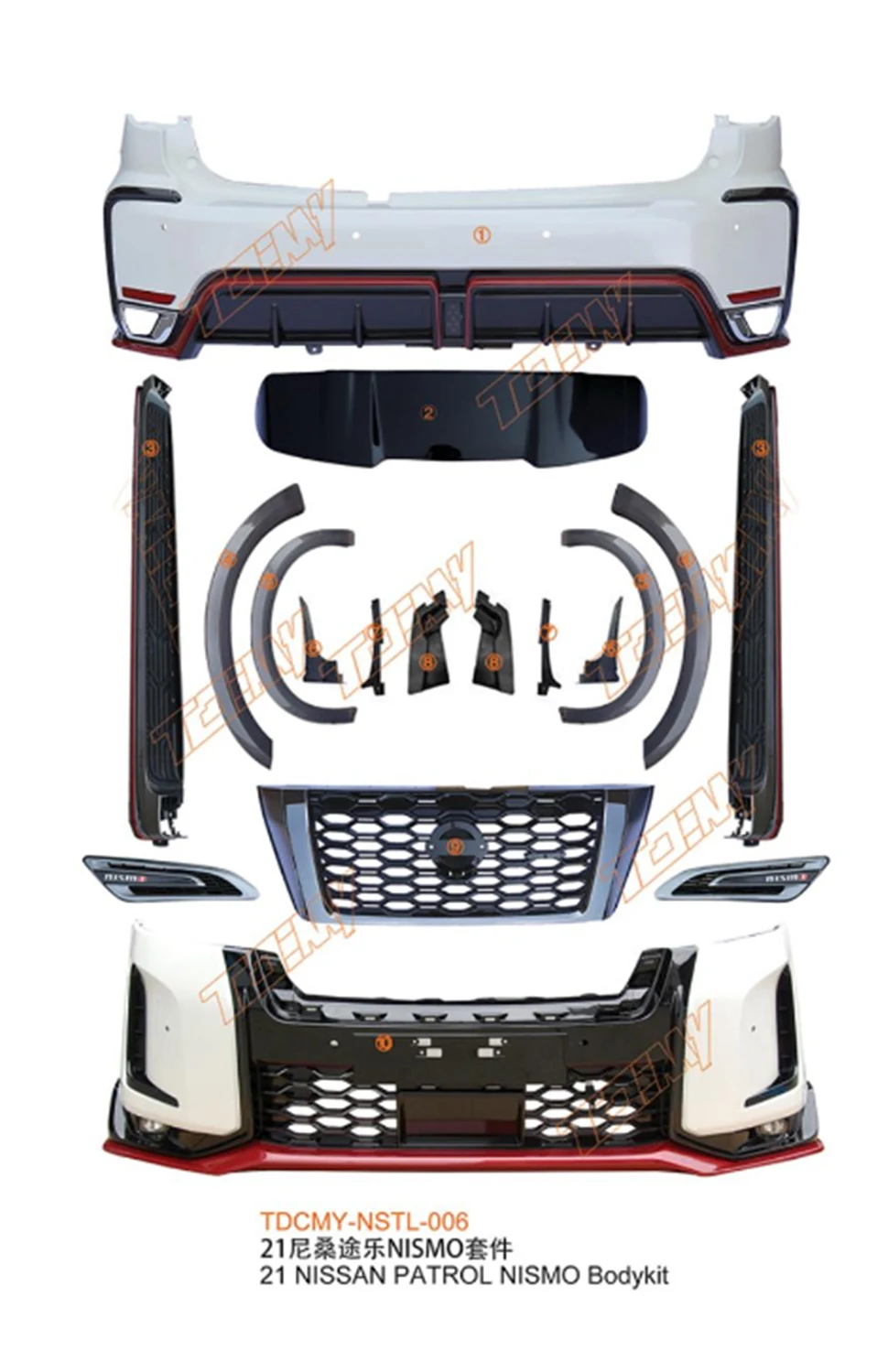 TDCMY Advanced Technology Auto Car Body Kit Grille Spoiler Fog Lamp Fender air Outlet Exhaust Bumper Kit for 21Nissan Patrol Y62 details