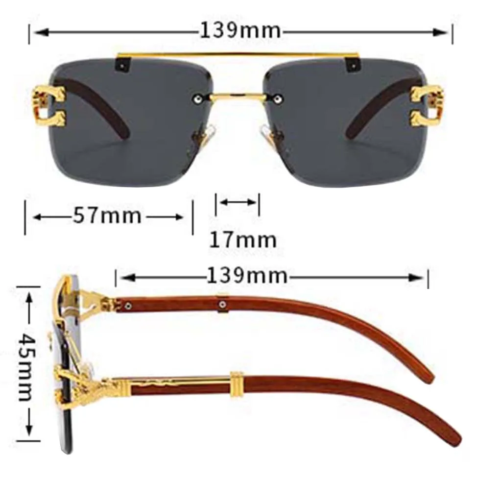 Sunglasses Sun Glasses Rimless Designer Promotion Popular Fashion Metal Men Women Sunglasses