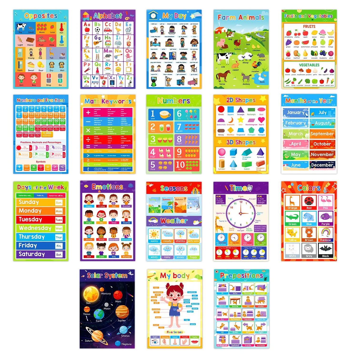 Custom PET Printing Educational Charts & Posters for Kids Learning ...