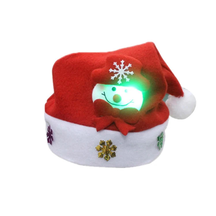 2021 Winter Pet Adult Baby First Santa Claus Red Wine Sublimation Pudding Led Light Merry Christmas Hat In Bulk