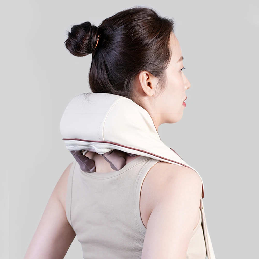 Cordless 4D Kneading Neck and Shoulder Massager with Heat Deep Tissue Shiatsu Back and Leg Massage Pillow
