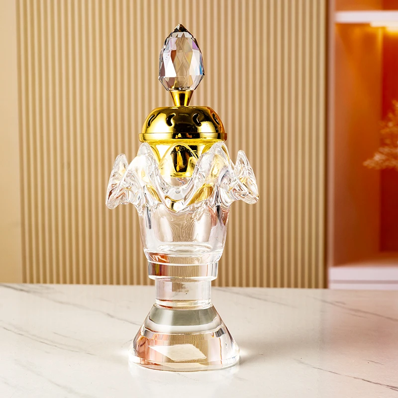 product new design exquisite fashion wave shape home decoration air purification treatment glass crystal aromatherapy stove-5