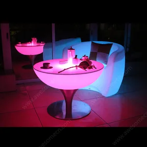 High Quality 16-Color Change Illuminated LED Table for Hotels and Nightclubs Waterproof Outdoor Bar Furniture Made of Plastic