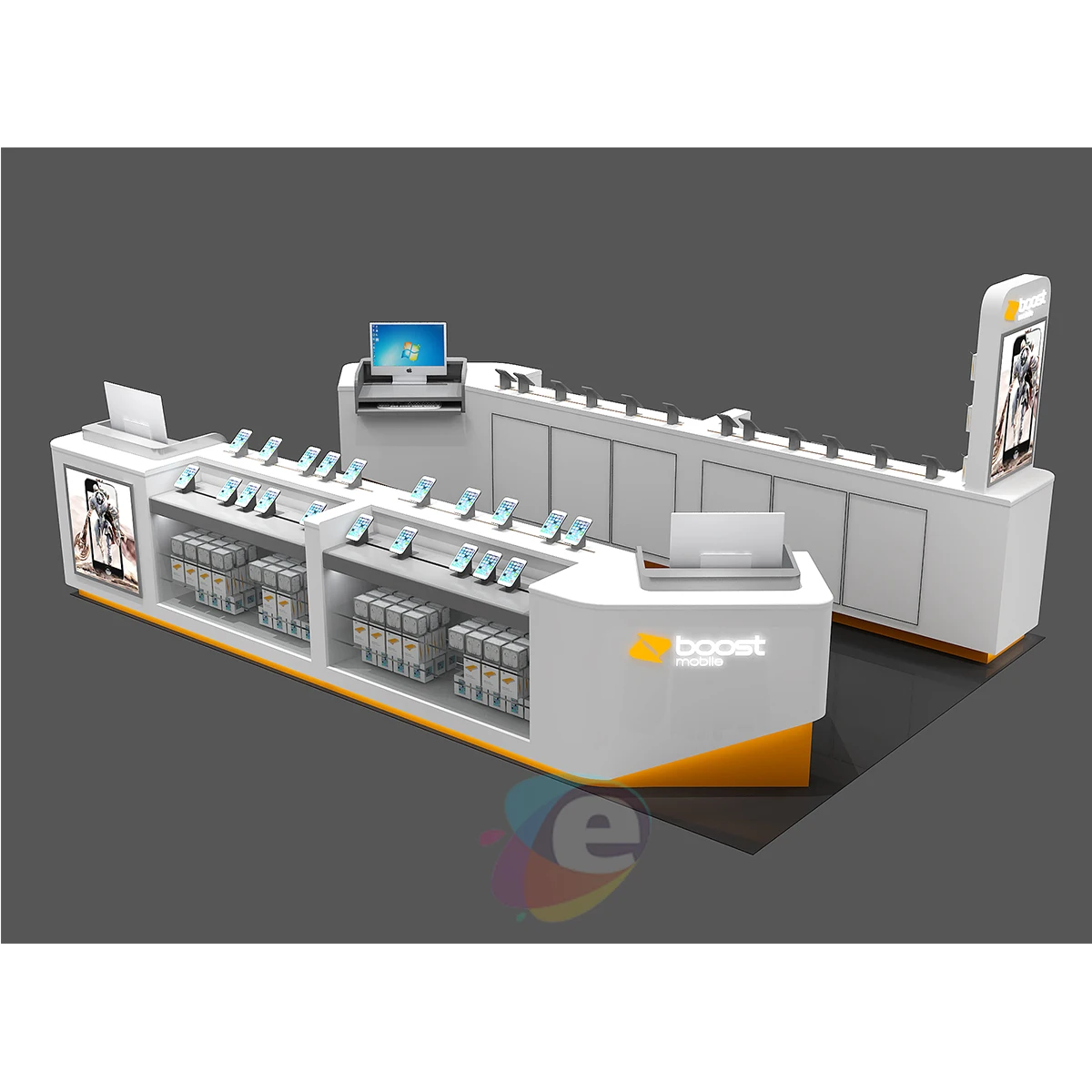 Customized Dubai Phone Store Design Lockable Glass Phone Display Cabinet With Led Light OEM