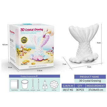 STEAM EDUCATIONAL 3D growing crystal painting set, The unicorn mermaiden growing crystal painting