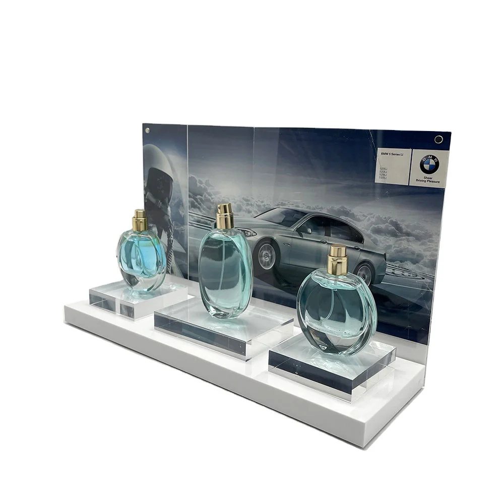 RAY YI Custom Counter Top Display Cosmetic Perfume Essential Oil LED Acrylic Light Display Stand for Shop